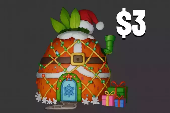 SpongeBob Christmas Pineapple House 3D Model