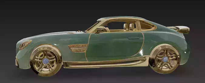 Luxury Green and Gold Mercedes Sports Car 3D Model 3D model 6
