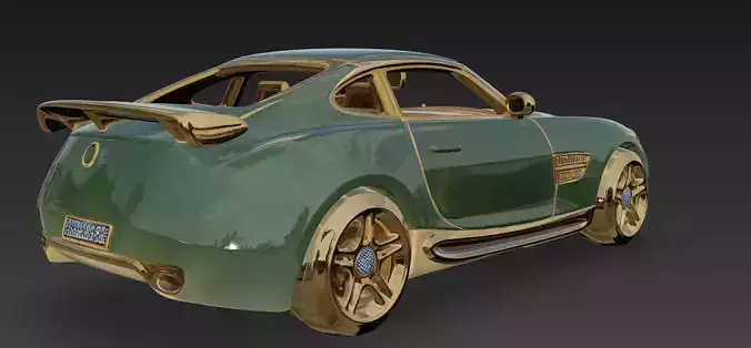 Luxury Green and Gold Mercedes Sports Car 3D Model 3D model 4