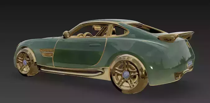 Luxury Green and Gold Mercedes Sports Car 3D Model 3D model 5