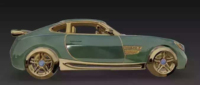 Luxury Green and Gold Mercedes Sports Car 3D Model 3D model 3