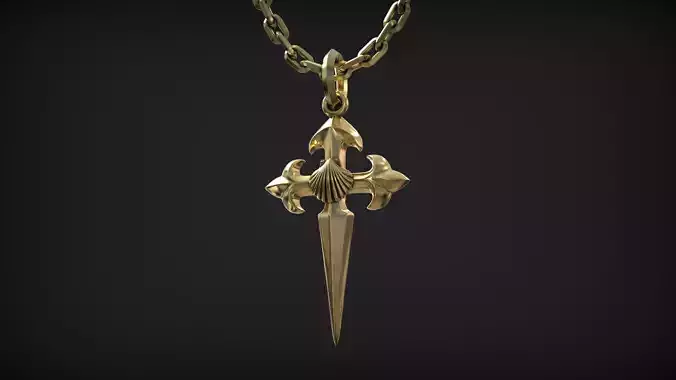 Camino De Santiago Cross of Saint James with Sea Shell Amulet