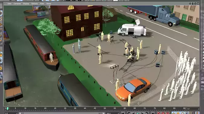 TV filming by a canal 3D model