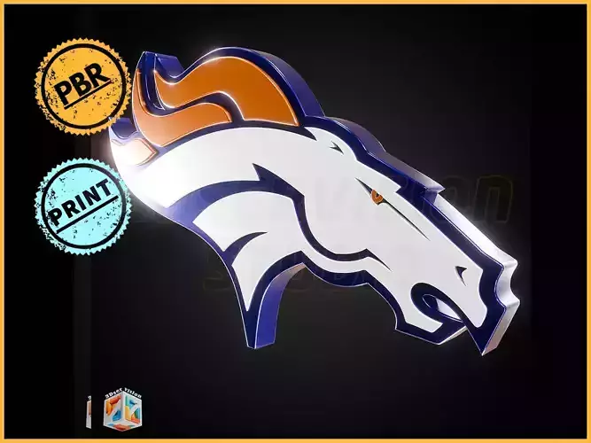 Denver Broncos team logo - Cinematic PBR Emblem - Printable