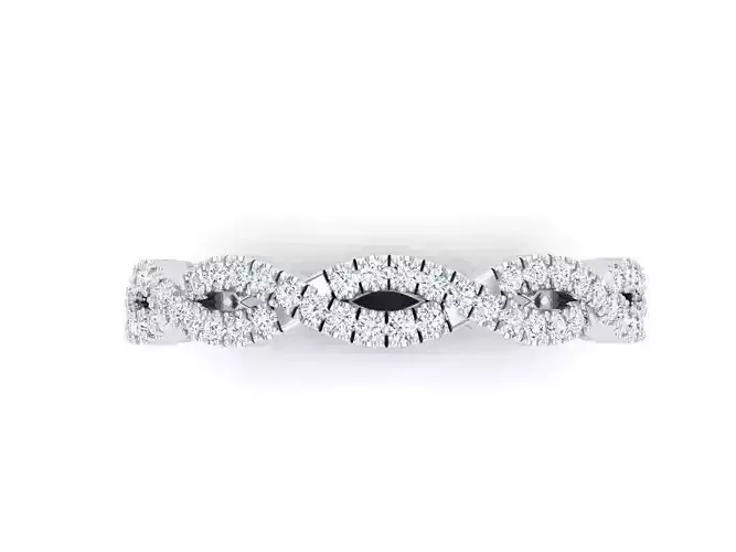 Diamond Twist Half Band Pave Wedding Ring 3dm