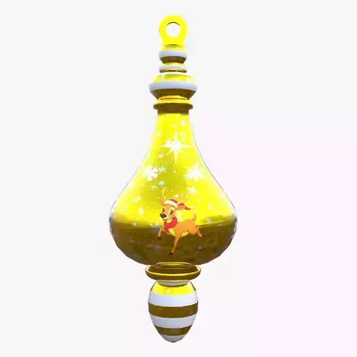 Charming Reindeer Golden Holiday Bauble 3D Model PBR Lowpoly