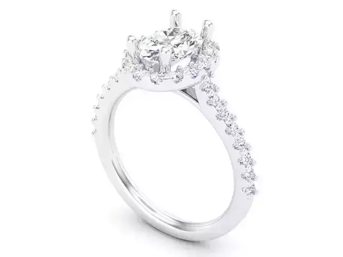 Classic Oval Engagement Ring With Halo 3DM