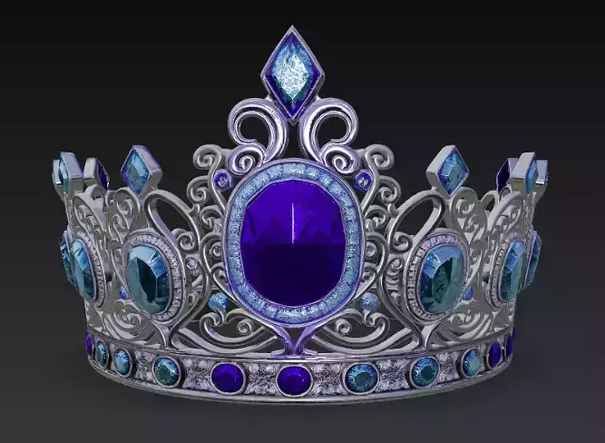 Luxury Golden Crown with Red Ruby Gems