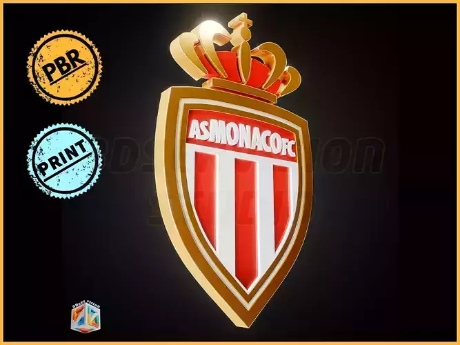 AS Monaco FC logo - Cinematic - 3D print