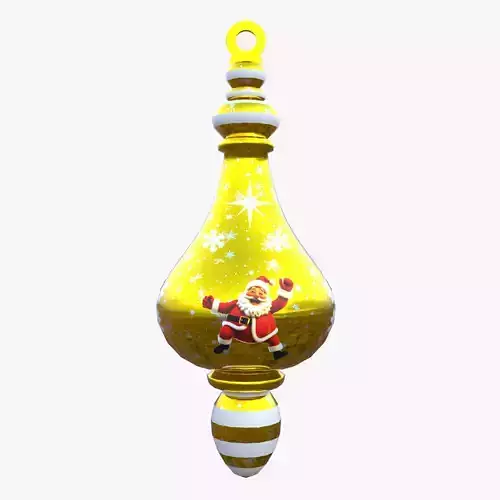 Christmas Santa Ornament Gold Bauble PBR Holiday Decoration 