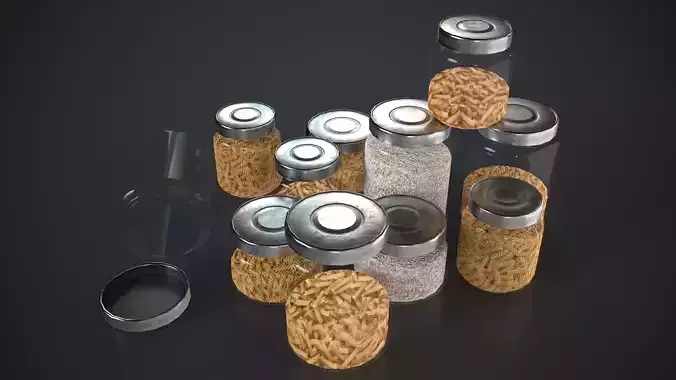 Glass Jar Set Low-poly 3D model 7