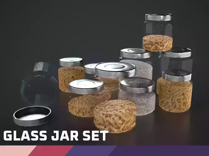 Glass Jar Set Low-poly 3D model