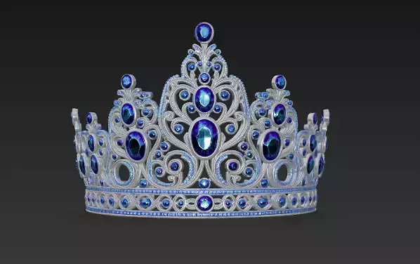 Luxury Golden Crown with Red Ruby Gems