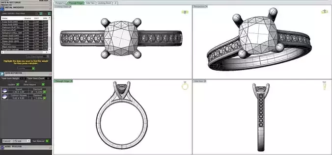 Round Solitaire Ring Vintage Style Pave Band 3DM