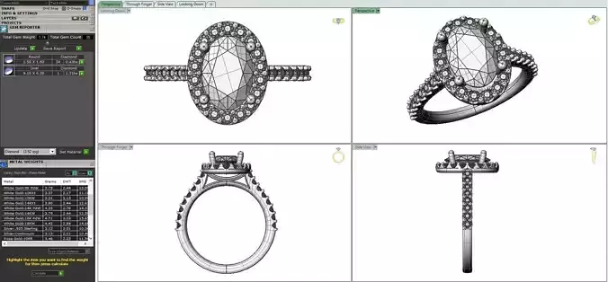 Oval Halo Solitaire Engagement Ring SET 3DM