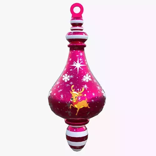 Christmas Reindeer Ornament Red Bauble PBR Holiday Decoration 