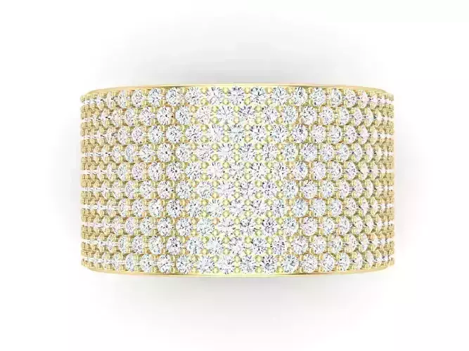 Ten Row Diamond Pave Band Ring Mens 3DM