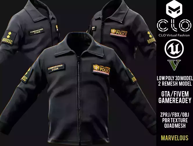 English Police Softshell Jacket  for GTA FIVEM 