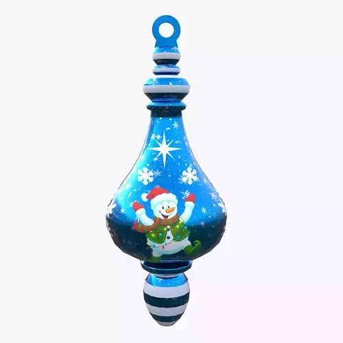 Charming Snowman Blue Holiday Bauble 3D Model PBR Only Quads