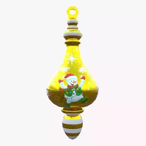 Charming Snowman Gold Holiday Bauble 3D Model  PBR Only Quads