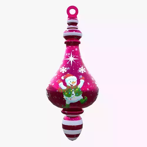 Charming Snowman Red Holiday Bauble 3D Model PBR Only Quad