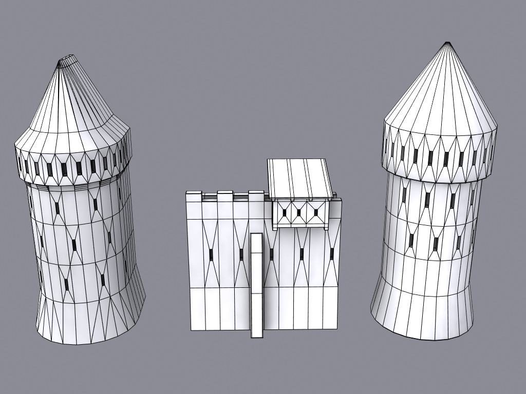 Medieval City fortifications Low-poly 3D model_16