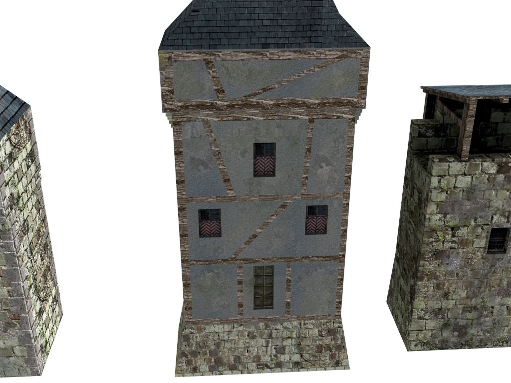Medieval City fortifications Low-poly 3D model_9