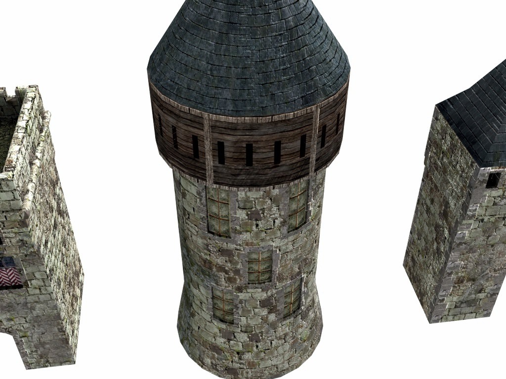 Medieval City fortifications Low-poly 3D model_7