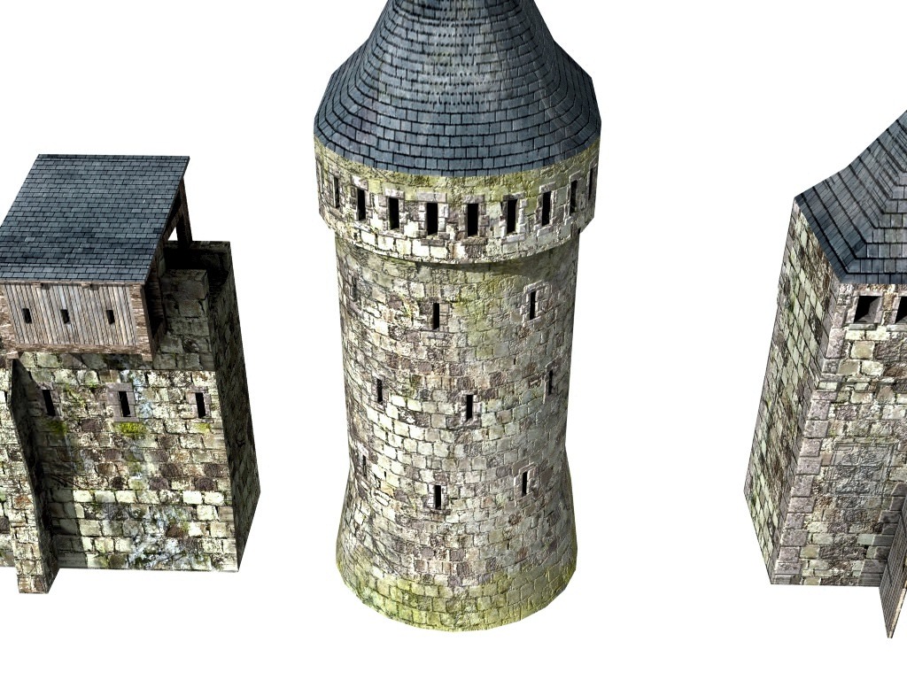 Medieval City fortifications Low-poly 3D model_13