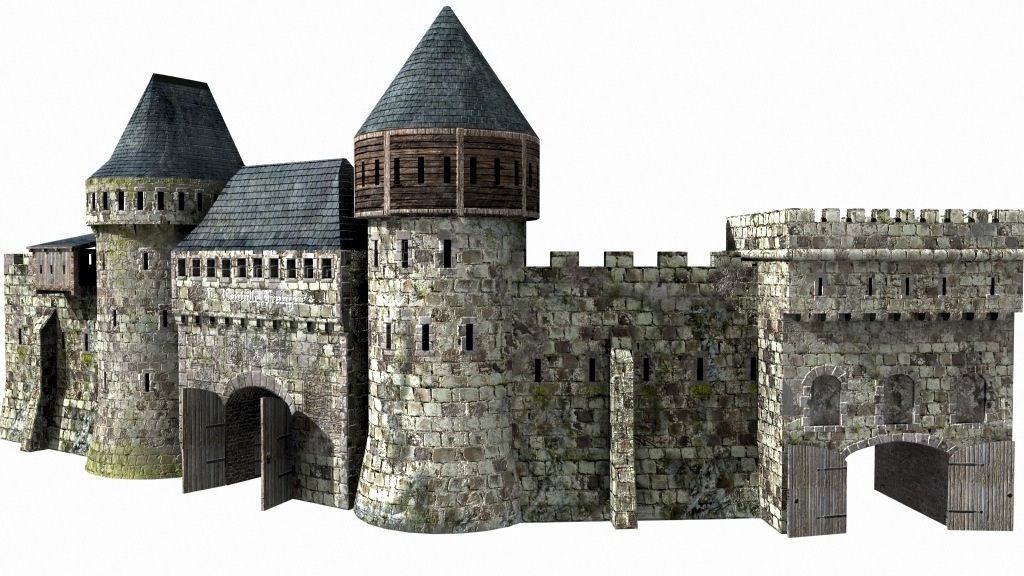 Medieval City fortifications Low-poly 3D model_3