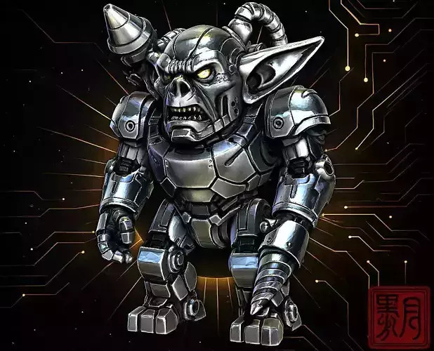 Goblin Mech Ferocious Goblin Robot Warrior Game Highpoly Sculpt