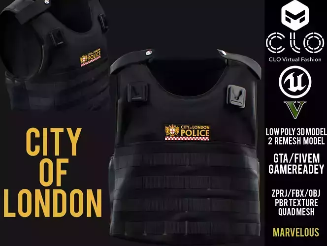 City of London Police Vest 3D Model for GTA FIVEM