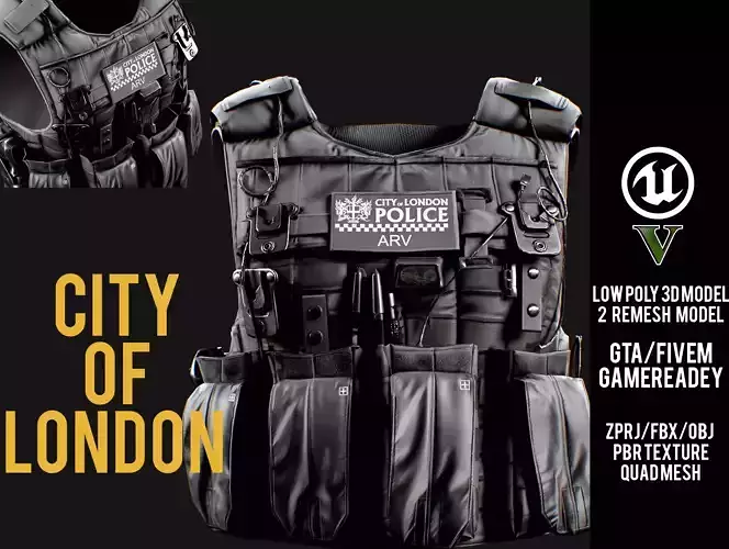 City of London Police ARV Style Vest for GTA FIVEM  Game