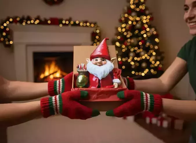 Christmas-Themed Decorative Mask  Red Green Holly Leaf Ornament