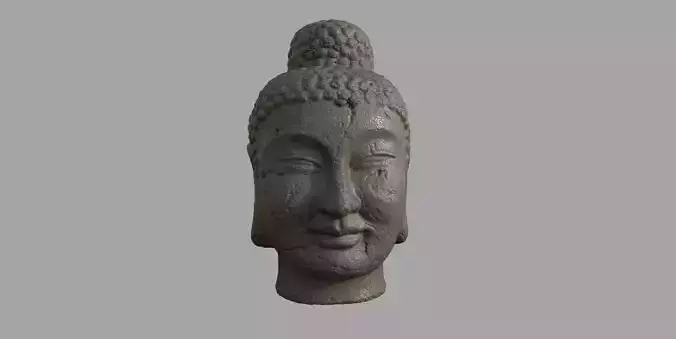 buddha face sculpture Statue hi poly