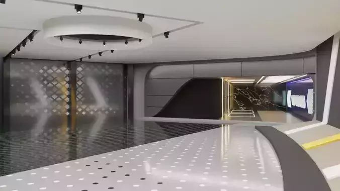 High Quality Automobile Showroom Interior PBR Textured 3D Model