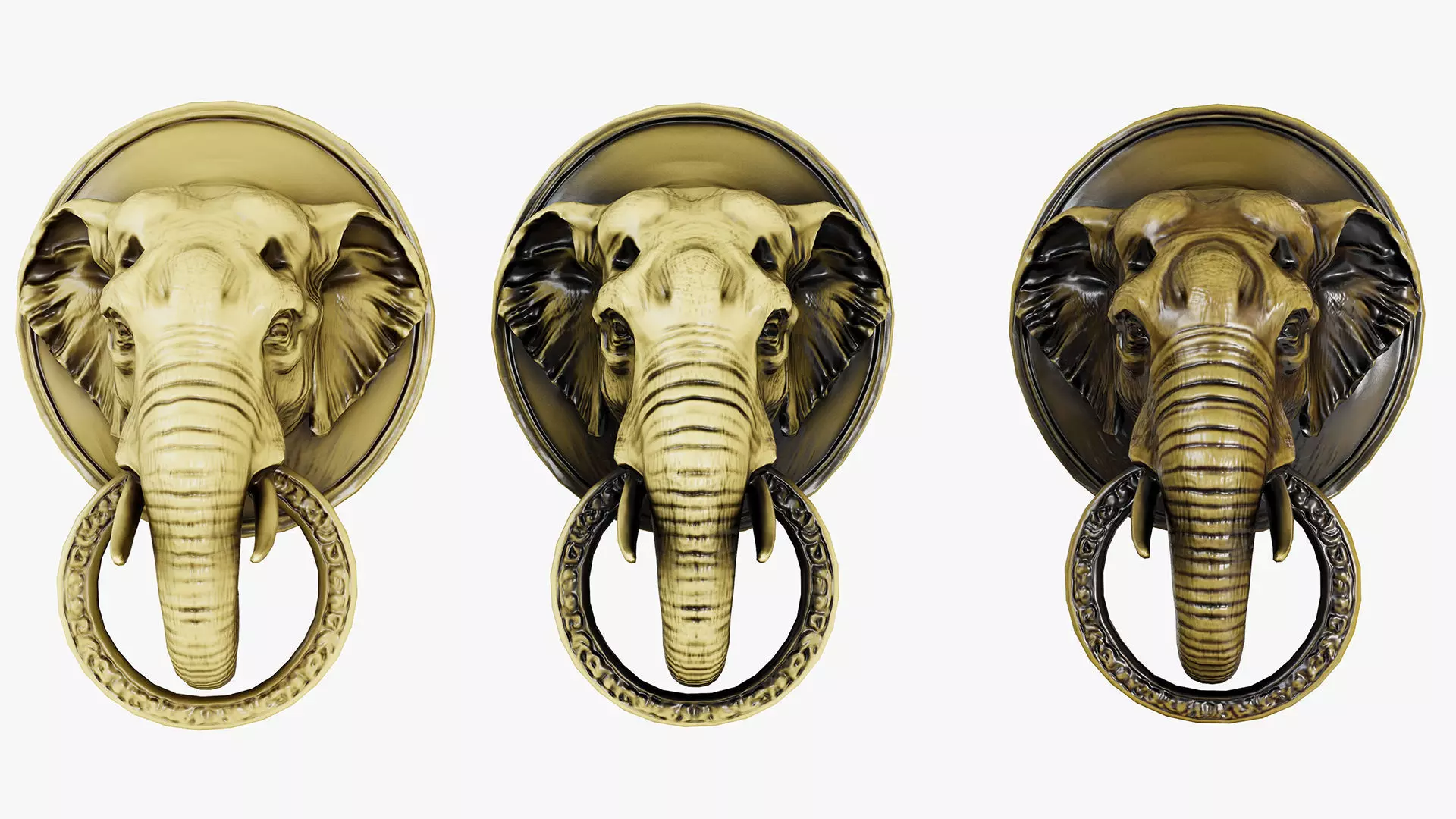 Elephant Head Door Knocker Low-poly 3D model