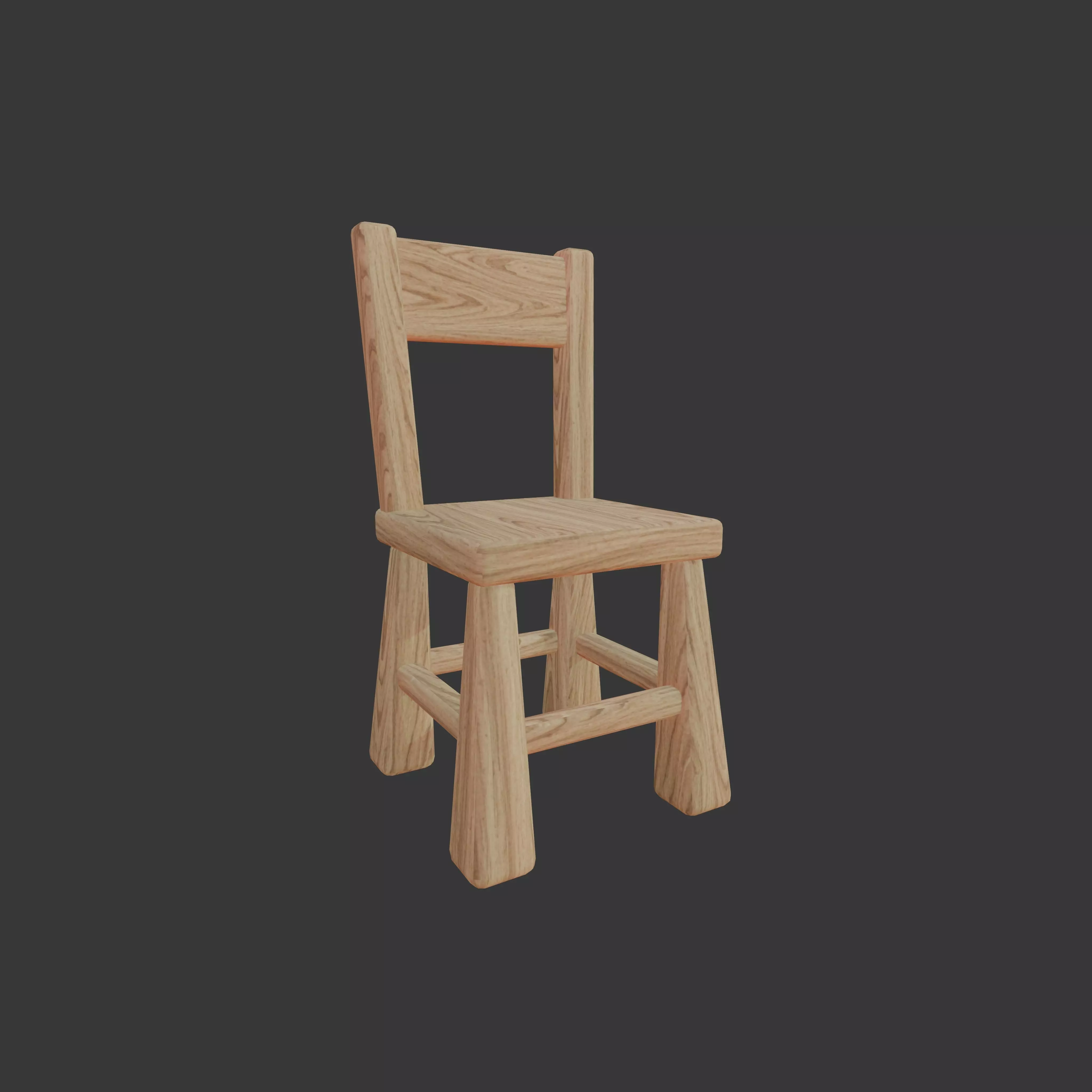 Cute Wooden Chair 3D Model Low-poly 3D model