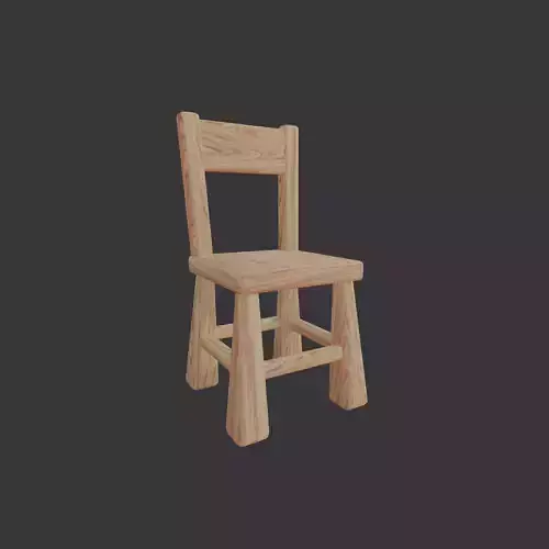 Cute Wooden Chair 3D Model