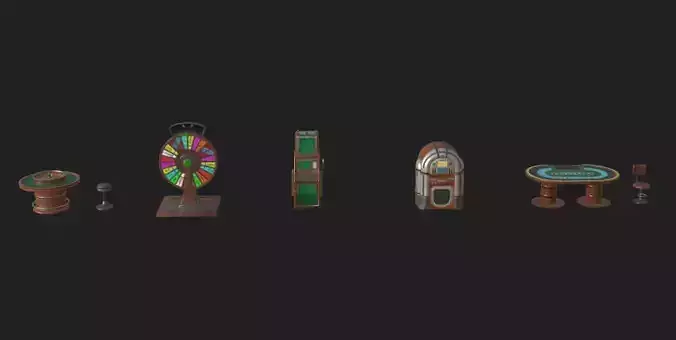 Stylized Casino Game Pack  Low Poly Roulette Slot Poker