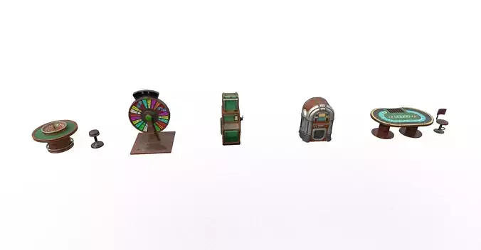 Stylized Casino Game Pack  Low Poly Roulette Slot Poker