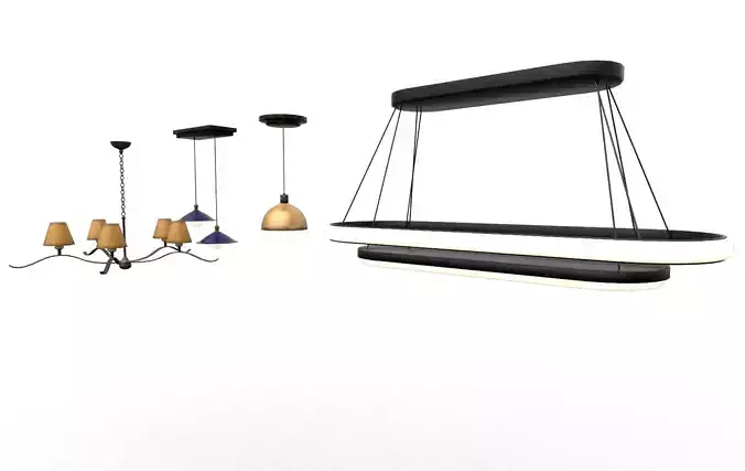 Modern Lighting Kit Low Poly Chandelier Lamp Set Interior Props