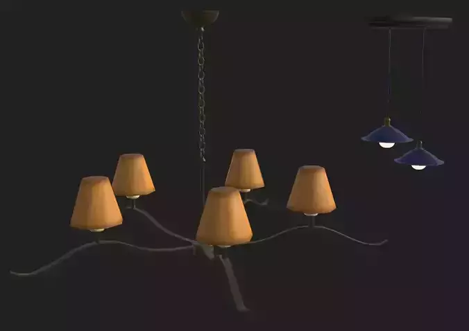 Modern Lighting Kit Low Poly Chandelier Lamp Set Interior Props