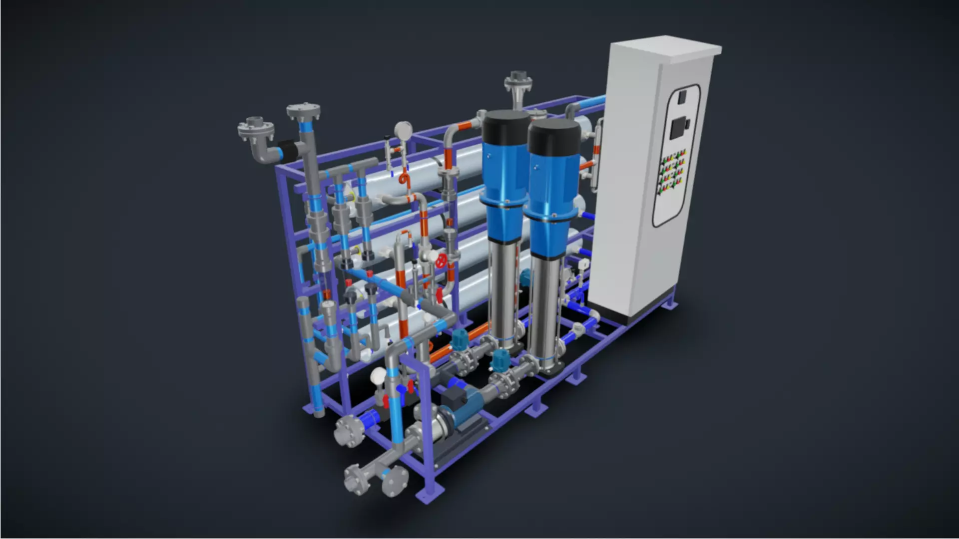 8m3h 3Stage RO Water Filter System 3D model