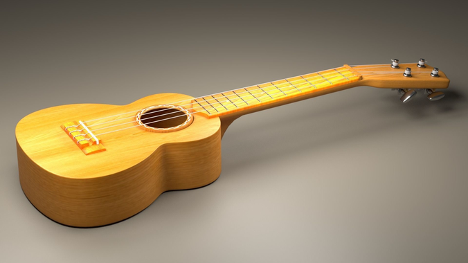 A 3D Model of Ukulele with blend file 3DS OBJ and FBX export