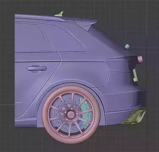 Audi RS3 Sportback High Quality Rear Side 3D Model 3D Printable