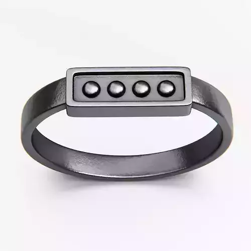 Minimalist Four-Dot Bar Ring - Clean Geometric 3D Print Model