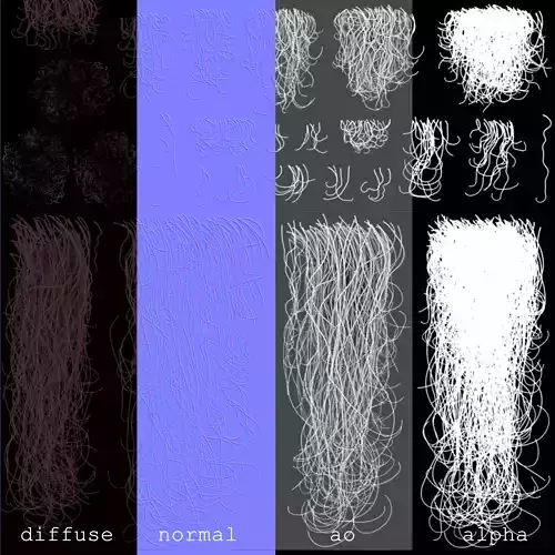 Afro haircard 2D textures for African descent 