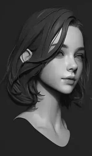 Original woman facial head sculpture details character design