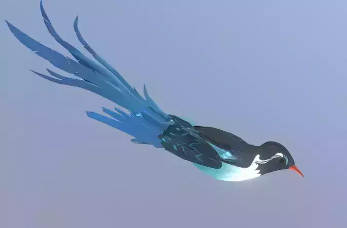 ATTACKING ANGRY BLUE BIRD Fbx Pbr Animated